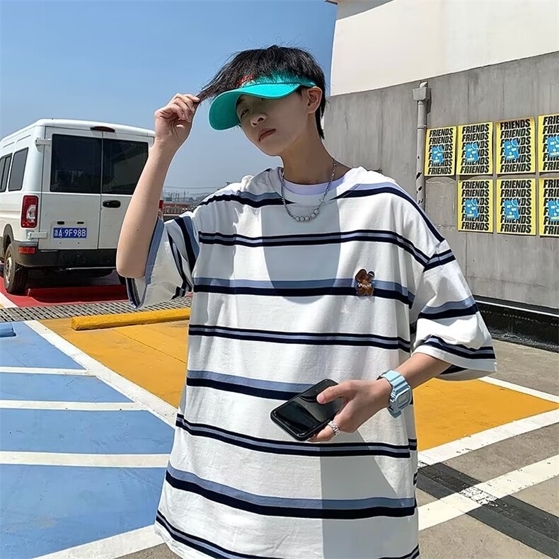 五分袖T恤城市风貌潮流男圆领潮牌水洗夏季ins标准体恤ST070-P26,男装T恤,星座412-2