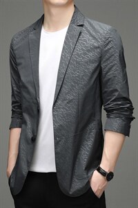 2023春秋季薄款商务休闲男士西服便西外套新款中年西装男装上衣图片