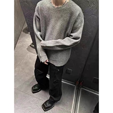 高质量割破慵懒风宽松百搭针织衫毛衣MY064-P50，男装针织衫/毛衣，星座313A(原308A-2)