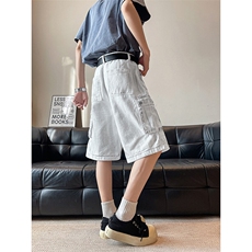 美式夏季多口袋做旧水洗牛仔短裤男休闲宽松五分裤潮DK06681-P53，男装牛仔裤，星座308B-1