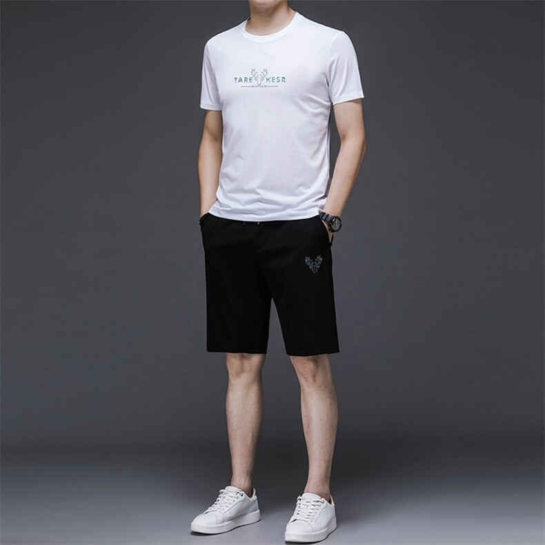 2023年夏款潮流休闲时尚男士运动短裤短袖套装P130,男装休闲套装,电商D223-1