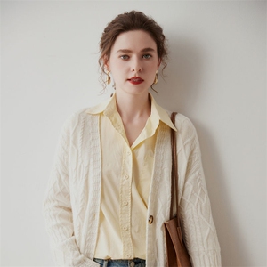新款春秋韩版宽松慵懒风针织35%羊绒开衫外套图片