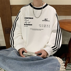 美式三杠条纹复圆领卫衣秋冬男女宽松长袖SW2466-P45控6850棉，男装卫衣，电商B370