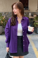 紫色宽松衬衫女休闲大版气质学生上衣小个子外套，女装衬衫，梦懿尔