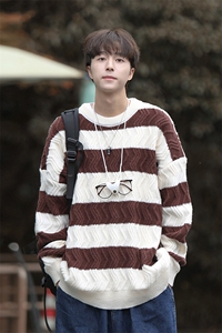 cityboy！条纹毛衣男士加厚麻花线衣男针织衫男XH03-P60图片