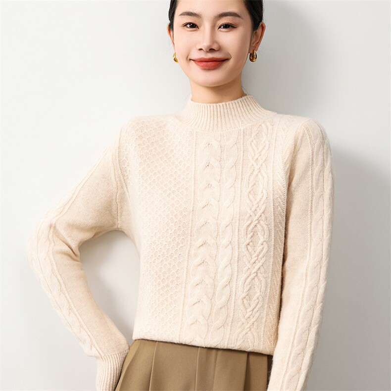 女士绞花桂花针重工加厚羊毛衫羊毛,女装羊毛衫,奢优羊绒