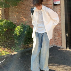 日系学院风长袖衬衫男春秋季2024新款纯色小清新痞帅百搭翻领外套，男装衬衫，星座601-2