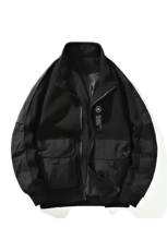 翻领外套秋季2026新款潮牌拼接夹克休闲宽松上衣A436-W106-P68，男装夹克，电商A436