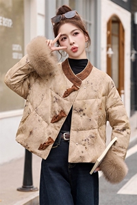 新中式国风羽绒服女2025冬季新款巨好看的高端短款狐狸毛保暖外套图片