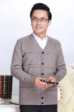 冬季新款男装V领加绒加厚针织开衫中老年休闲保暖男士打底衫上衣，男装针织衫/毛衣，电商B212（原钱塘6029）