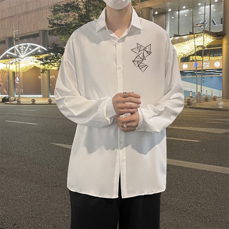F174-P322024春季新款宽松百搭衬衣男港风ins潮牌休闲衬衫现货,男装衬衫,星座512-6
