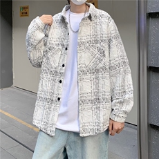 慵懒潮流冬季原宿长袖简约潮衬衫百搭文艺宽松型男新款W5387-P52，男装衬衫，星座412-3