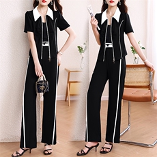 现货2023年夏季休闲个性气质潮流舒适时尚小众设计感短袖套装，女装套装/套裙，尚洛菲