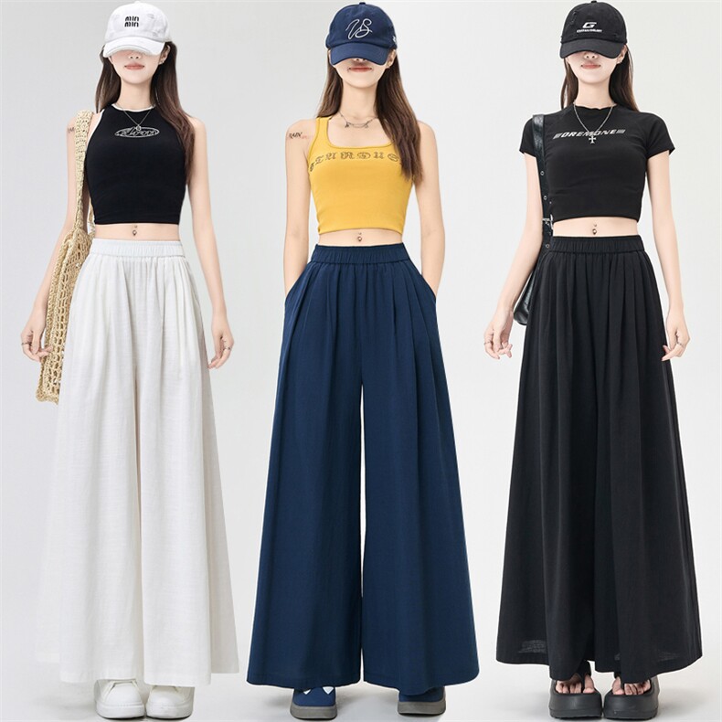 麻棉山本裙裤女夏季薄款2025新款阔腿裤裙又a又飒九分裤子女,女装休闲裤,梦白服饰厂