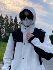 秋款工装连帽夹克潮流拼色宽松百搭户外冲锋衣外套JKS01-P65，男装夹克，星座1007（原301D）
