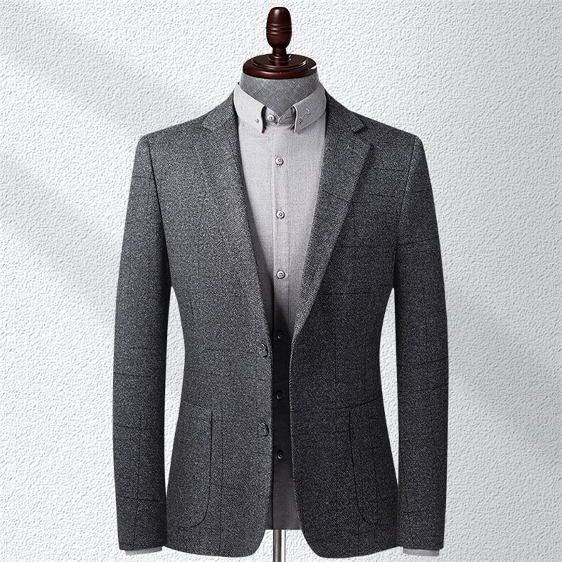 男装秋冬季新款西服中年男士商务休闲西装上衣厚款保暖外套爸爸装，男装西服，电商B212（原钱塘6029）