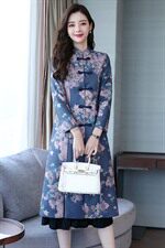 植物花卉潮流拼接中长款气质时尚休闲长袖2021年秋季套装/套裙，女装套装/套裙，悠米