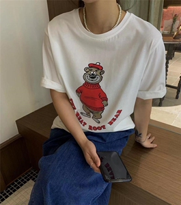 小熊 印花短袖，其它，约澜