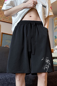 夏季冰丝薄款印花裤时尚休闲运动五分短裤男 XT2424-TP25控价38图片