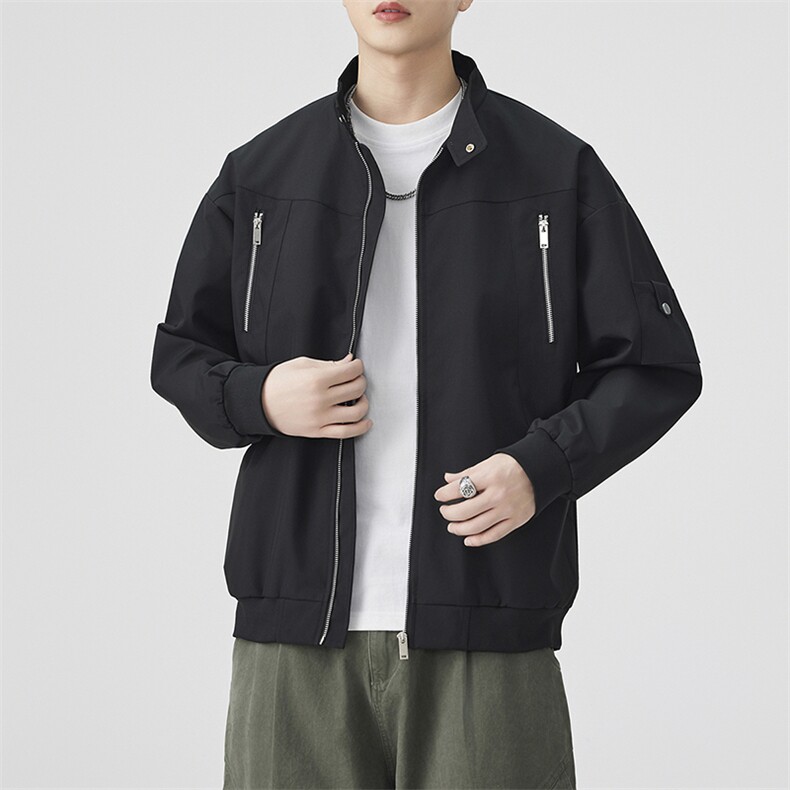秋季新款宽松棒球领夹克男纯色上衣外套DSA157B-JK7925-特P63,男装夹克,电商A157B
