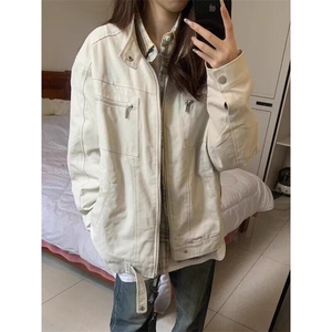 立领外套男女款2025新款春秋季美式复古百搭宽松潮牌夹克上衣潮牌图片