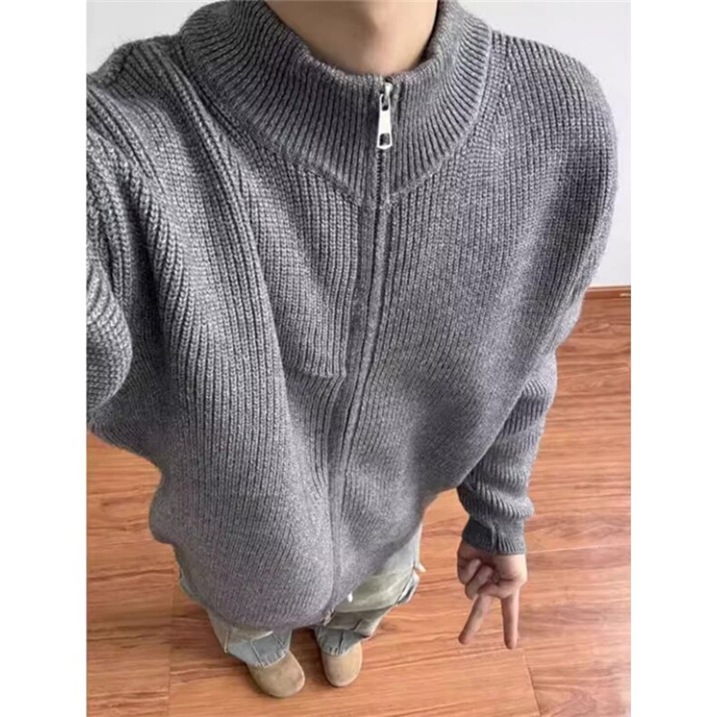 双拉链开衫毛衣男款秋冬季内搭打底针织衫休闲慵懒风外套M26,男装T恤,星座1116A（原606A-3）