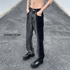 B221美式ins高街暗黑小众渐变色毛边微喇牛仔裤LK23047-P60控78，男装牛仔裤，电商B221