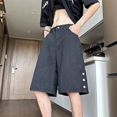牛仔短裤男夏季薄款潮牌休闲中裤男生美式五分裤子男款N09061-P40，男装牛仔裤，星座308B-1