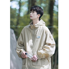 港风工装大口袋防晒衣男四角星金属点缀防晒服男FS77009P50控78，男装防晒衣，星座227-7