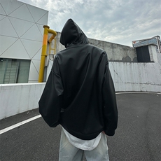 B327-PY01-P75美式ins高街暗黑小众圆领皮卫衣套头皮衣外套，男装皮衣，电商B327