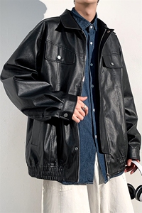 春秋季新款凯美拉PU皮衣休闲宽松棒球服夹克男 JK7011-P85图片