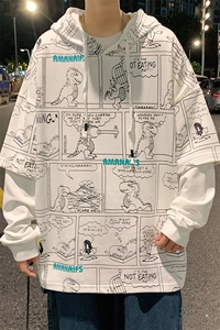 2023春季新品男士宽松休闲青少年潮牌连帽套头港风卫衣 W407-P58图片