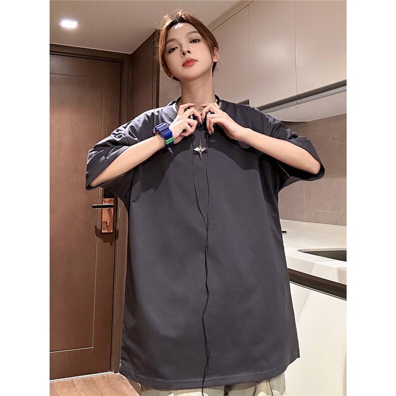 中性风可拆卸四芒星装饰多色大码潮流短袖T恤男DT77783P16块特价，男装T恤，星座226-2