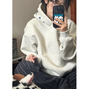 重磅刺绣连帽卫衣男女款秋冬季新款帽衫情侣上衣 W47图片
