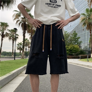 水洗破洞牛仔短裤男夏季美式痞帅休闲毛边炸街五分中裤D9122-p30图片