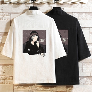 HF59122-P40风汉服男开衫外套七分袖道袍 砖墙挂拍图片