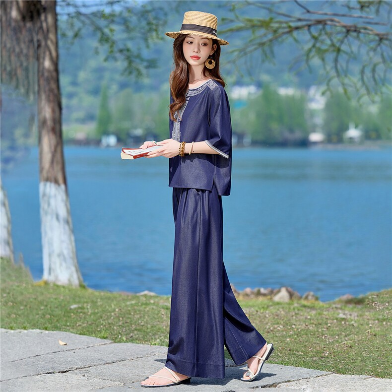 2026年夏重工刺绣宽松休闲套装,女装套装/套裙,依路服饰
