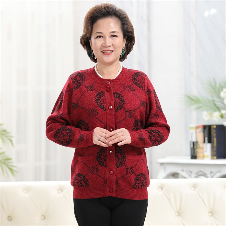 中老年情侣外套喜庆唐装宽松针织开衫男女款毛衣,男装中老年男装,亚东羊绒制品