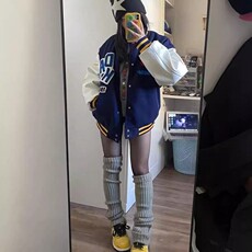 春季新款美式刺绣字母植绒棒球服外套潮牌休闲百搭立领夹克男女，男装夹克，星座218-8