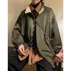 日系复古字母印花撞色翻领夹克男女秋季宽松百搭情侣外套J621P55，男装夹克，星座1116-2