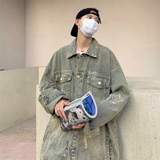 美式复古牛仔外套男春秋款潮牌水洗渐变炸街夹克痞帅M2076-P63，男装夹克，星座1109-3