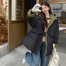 奶fufu粉色羽绒服冬季女2024新款收腰显瘦中款设计感50白鸭绒外套，女装羽绒服，浙宝276（原081）