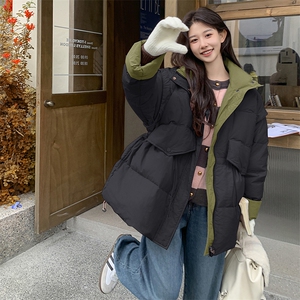 奶fufu粉色羽绒服冬季女2024新款收腰显瘦中款设计感50白鸭绒外套图片
