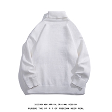 白底22秋冬新款ins潮流字母印花时尚保暖可翻高领毛衣M972P55控78，男装针织衫/毛衣，电商A247-1