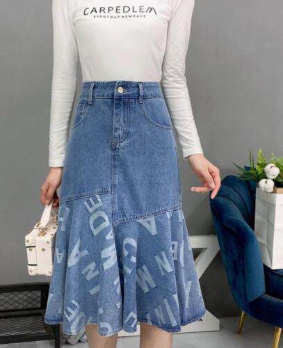 现货：高端定制面料鱼尾裙。牛仔特色提花料。，女装，金川古韵