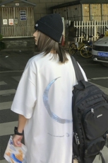 夏季月亮短袖T恤男ins潮流宽松青少年半袖上衣情侣A071-9006-P30，男装T恤，电商A071
