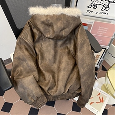 美式高街解构毛领连帽棉服男女cleanfit宽松潮流棉衣M0276-P140，男装棉衣，星座308B-1