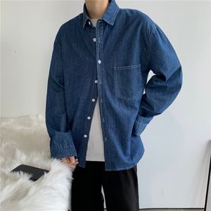 春秋牛仔衬衫男士长袖休闲宽松百搭外套韩版潮流衬衣男CA211-p45图片