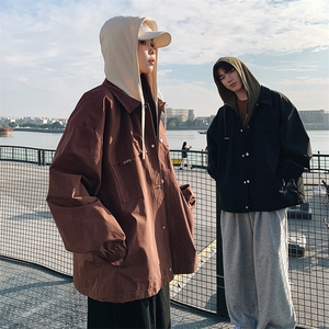 JK9968 P85港风连帽假两件宽松百搭夹克外套图片