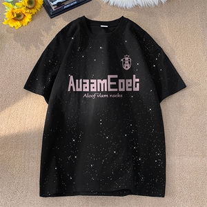 量大优供抖音视频 支持得物配合二开美式满天星亮片短袖T恤MTX556图片
